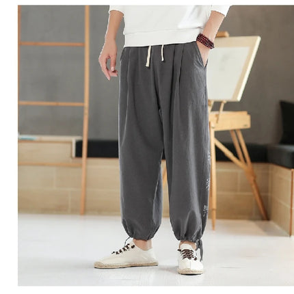 2024 autunno stile cinese pantaloni Casual alla moda moda Versatile High Street Sports Harun Pants Hombre collant larghi a gamba larga