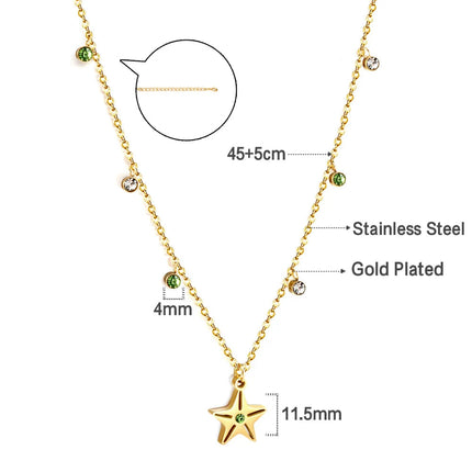 LUXUSTEEL Round CZ Pendant Necklace For Women White Colorful Cubic Zirconia Stainless Steel Collar Simple Luxury Wedding Jewelry PlatiNum