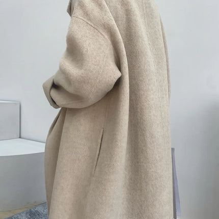Women And Men Unisex Thicken Warm X-long Alpaca Woolen Overcoat Winter Cashmere Wool Maxi Loose Coat Oversize Cloak Outsize