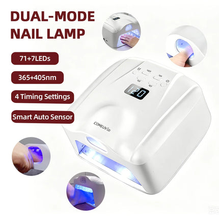 2 IN 1 UV LED Nail Dryer Auto Sensor 78 LEDs Dual Port Fast Curing Nail Light for Single Finger Toe Full Hand Manicure Pedicure