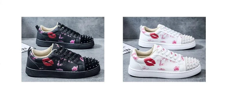 Fashion Trend Couples Casual Sneakers Red Sole Rivet Board Shoes for Men High Quality Man's Leather Sneakers for Men Women Shoes
