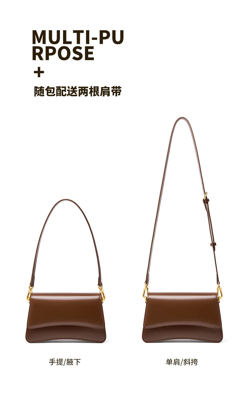 YANATARI underarm cowhide Genuine leather handbags women vintage shoulder bag female luxury bags womens high quality 2025