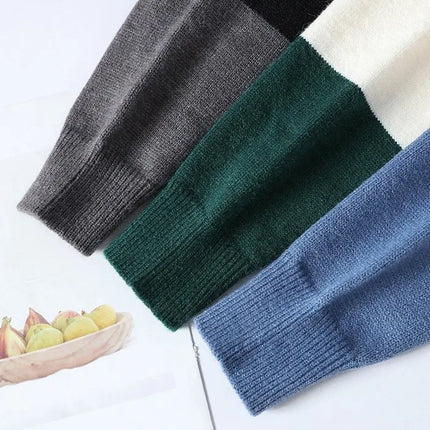 2024 Patchwork Knitted Sweater Trend High Street Autumn Winter Warm Men's Tops Hip-hop Street Clothing Fishing Sports Pullover