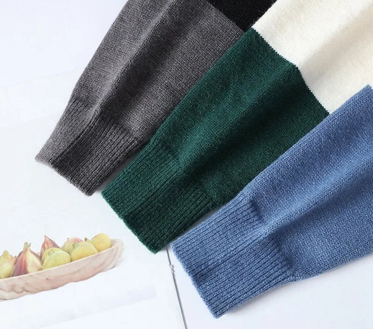 2024 Patchwork Knitted Sweater Trend High Street Autumn Winter Warm Men's Tops Hip-hop Street Clothing Fishing Sports Pullover