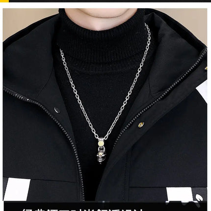 Men's Casual Wool Lined Thickened Hooded Set Fashionable Warm Sweatshirt Jacket Trendy Autumn Winter Men 2 Piece