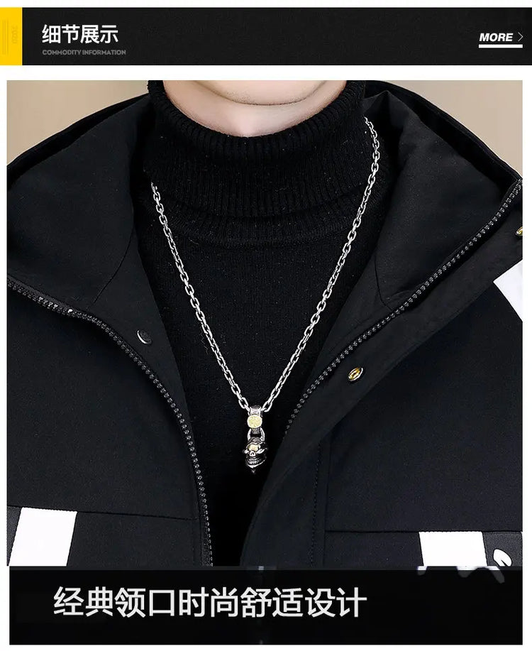 Men's Casual Wool Lined Thickened Hooded Set Fashionable Warm Sweatshirt Jacket Trendy Autumn Winter Men 2 Piece