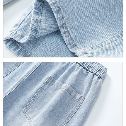 Pantaloncini di jeans casual da uomo elastico in vita dritto comodo azzurro morbido pantaloni corti larghi Bermuda larghi jeans maschili