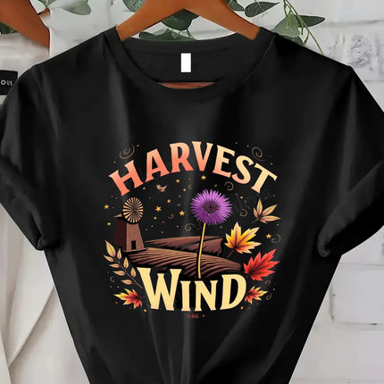 Comoda maglietta da donna con stampa "T-shirt Falling Leaves Rising Spirits - Maglietta con grafica floreale autunnale"