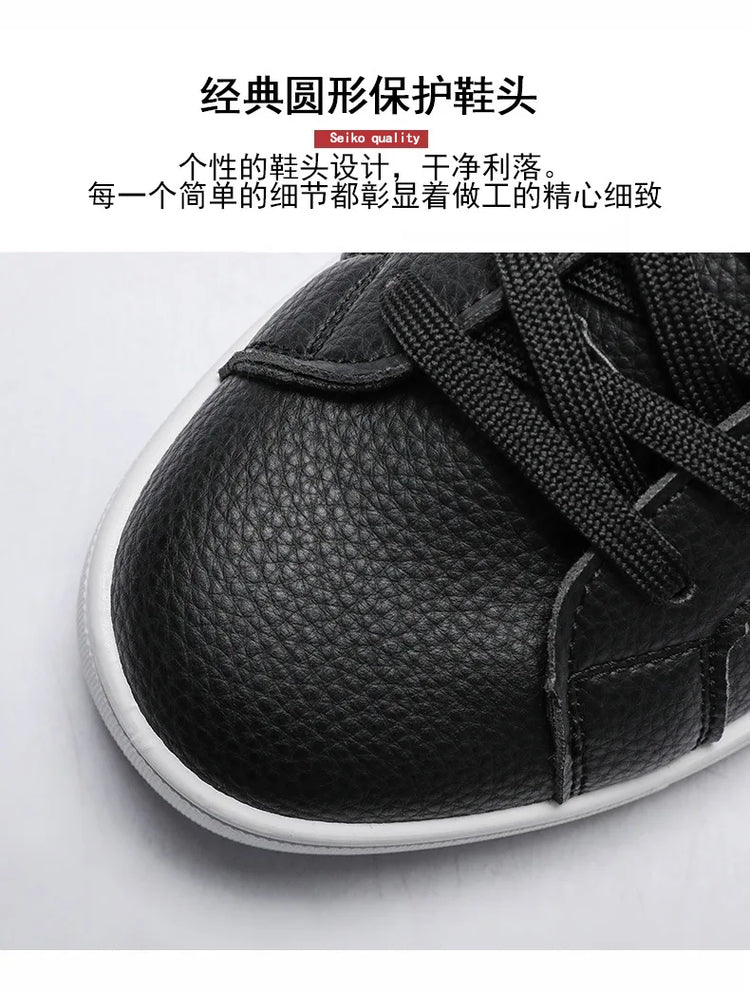 2026Mens Board Shoes Classic Lace Up Lightweight Breathable Casual Leather Sports Shoes Daily Comfortable Male Business Sneakers