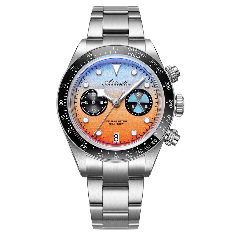 ADDIESDIVE Luxury Men's Quartz Watch AD2559 Ceramic Bezel Bubble Mirror Glass VK64 Chronograph Watches New Calendar Wristwatch