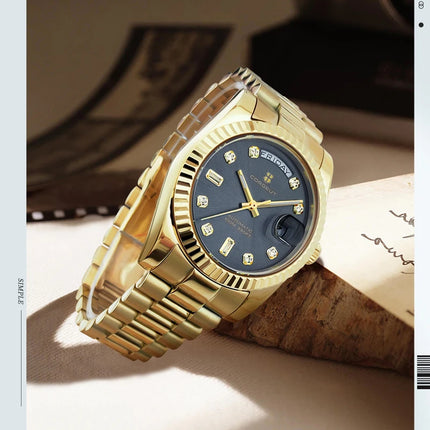Custom Logo Diy 36/39MM Dial Automatic Mechanical Watches For Man Week Date Type Sapphire Luxury Waterproof Diving Man Watches