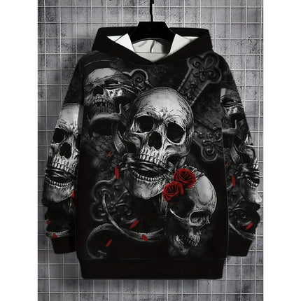 Autumn Skull and Rose 3D Print Hoodies Men Women Fashion Casual Sweatshirts Oversized Hoodie Pullovers Tracksuit Clothing