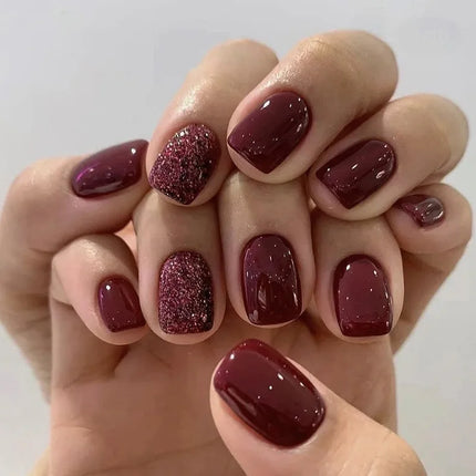 24Pcs Short Oval Gradient Pink Press On Nails Glossy Finish Full Cover False Nails for Women&Girl Removable Wearable Nail Art