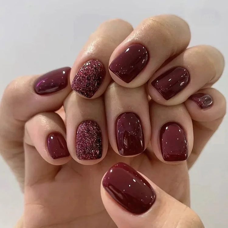 24Pcs Short Oval Gradient Pink Press On Nails Glossy Finish Full Cover False Nails for Women&Girl Removable Wearable Nail Art