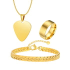 Set di 3 Pezzi: Collana con Ciondolo a Forma di Plettro per Uomo, Bracciale con Catena Cubana Piatta Stile Rock Punk, Set di Gioielli Classici da Uomo, Idea Regalo platinumshop
