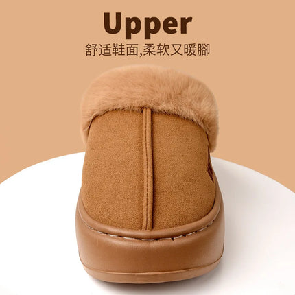 Comwarm Winter Furry Women's Slippers Anti-slip Indoor Slides Thick Sole Cotton Slides Fuzzy Cozy Warm Outdoor Women's Slippers