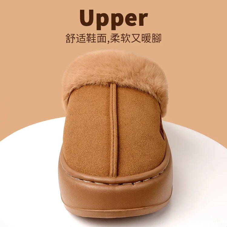 Comwarm Winter Furry Women's Slippers Anti-slip Indoor Slides Thick Sole Cotton Slides Fuzzy Cozy Warm Outdoor Women's Slippers