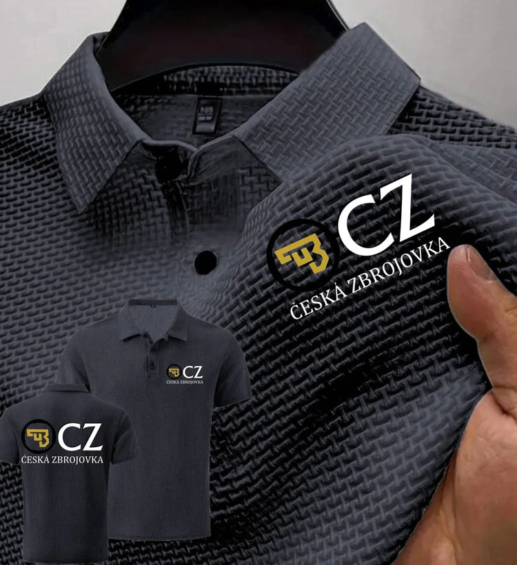 Estate Nuovi Uomini POLO T-Shirt CZ Ceska Zbrojovka Armi da fuoco High End Maglia di seta del ghiaccio da uomo a maniche corte Top Colletto della camicia