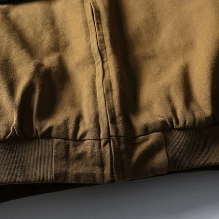 AMEKAJI Retro Japanese Men's Cotton Jaet Thiened Warm Casual Loose Collar Workwear Outerwear Trendy Winter Coat