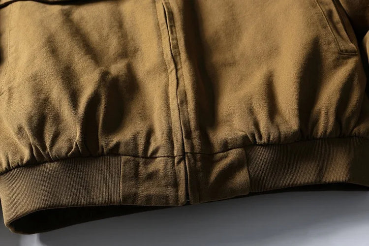 AMEKAJI Retro Japanese Men's Cotton Jaet Thiened Warm Casual Loose Collar Workwear Outerwear Trendy Winter Coat