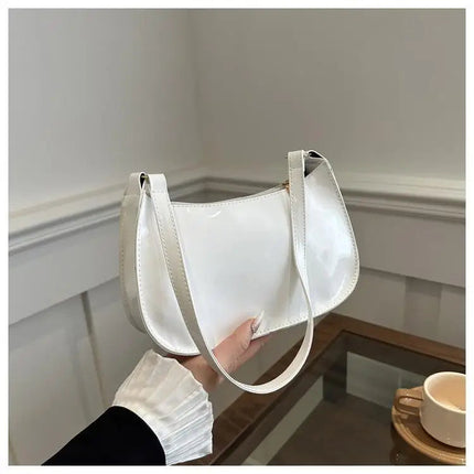 Retro Solid Color PU Leather Shoulder Underarm Bag Women's Fashion Handbags Casual Purses and Handbag Ladies Hand Bags PlatiNum