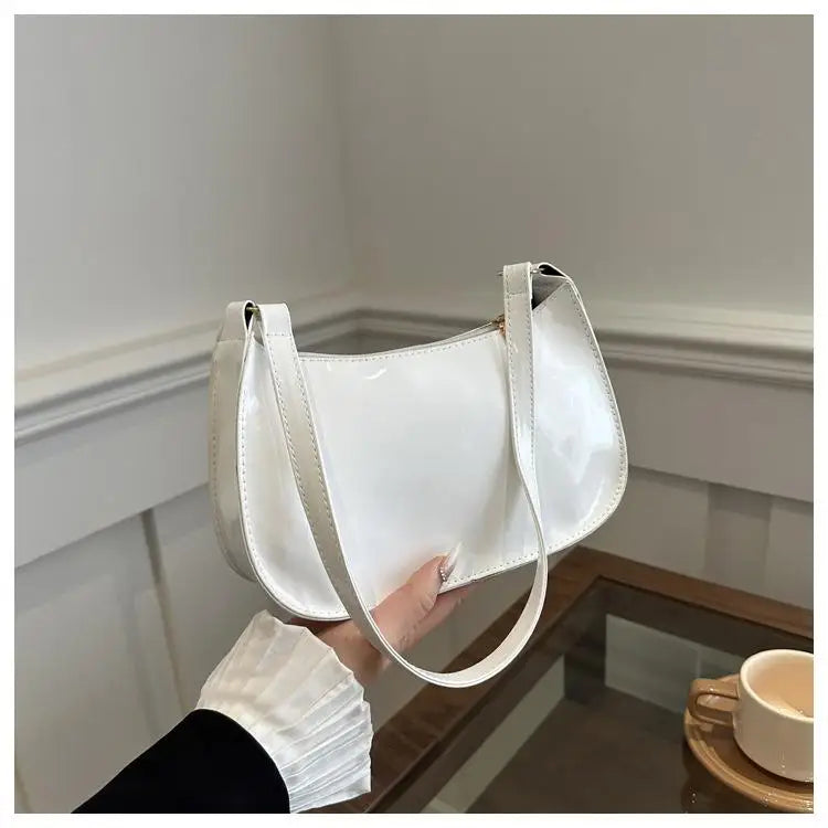 Retro Solid Color PU Leather Shoulder Underarm Bag Women's Fashion Handbags Casual Purses and Handbag Ladies Hand Bags PlatiNum
