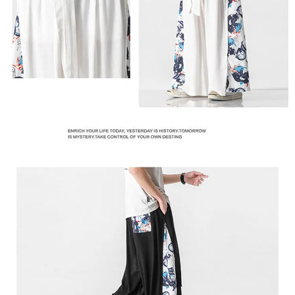 Pantaloni a Gamba Larga Streetwear da Uomo, Primaverili ed Estivi, Stampati, Casual, Stile Harem, Oversize, Vintage, Traspiranti e Comodi