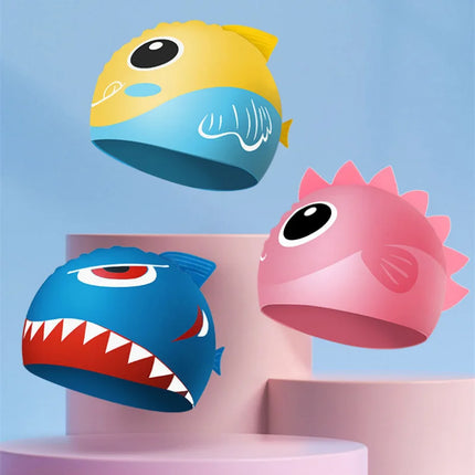 Cuffia da nuoto per bambini con dinosauro simpatico cartone animato Cuffia da nuoto per ragazzi e ragazze Cuffia da nuoto per bambini impermeabile ad alta elasticità in silicone morbido