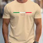 T-shirt sportiva a maniche corte con collo rotondo stampato con motivo ITALIA allentato casual alla moda in tessuto poliestere estivo da uomo