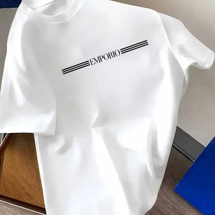 T-shirt da uomo di lusso in cotone 100% puro con stampa logo, a maniche corte, abbigliamento maschile di alta qualità, streetwear