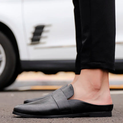 Mezze mocassini da uomo in pelle estiva pantofole mocassino Slides muli traspiranti per uomo Outdoor leggero Casual mezze scarpe 2023
