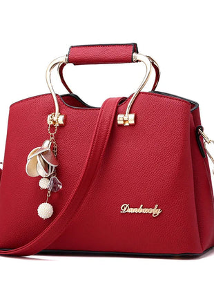Yogodlns Luxury Pendant Handbag For Women PU Leather Tassel Shuolder Bag Designer Handle Bag Brand Shopping Mommy Shoudler Bag PlatiNum