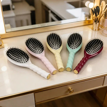 Scalp Massage Boar Bristle Fried Dough Twists Hair Brush Reduces Hair Breakage Detangling Hair Comb Portable Daily Hair Styling Accessories