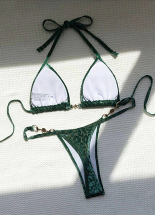 S-XL Leopard Halter Mini Micro Perizoma Bikini Donna Costumi da bagno Costume da bagno femminile Bikini a due pezzi Bagnante Costume da bagno Swim V5207 platinumshop