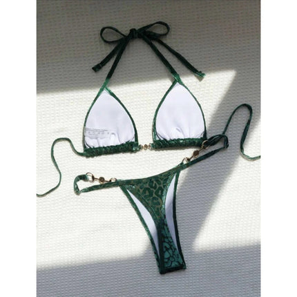 S-XL Leopard Halter Mini Micro Perizoma Bikini Donna Costumi da bagno Costume da bagno femminile Bikini a due pezzi Bagnante Costume da bagno Swim V5207 platinumshop
