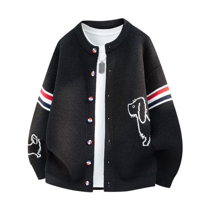 Designer Brand Long Sleeve Knitted Cardigan Men's New Trend Color Blocked Button Design Couple's Casual Warm Round Neck Coat