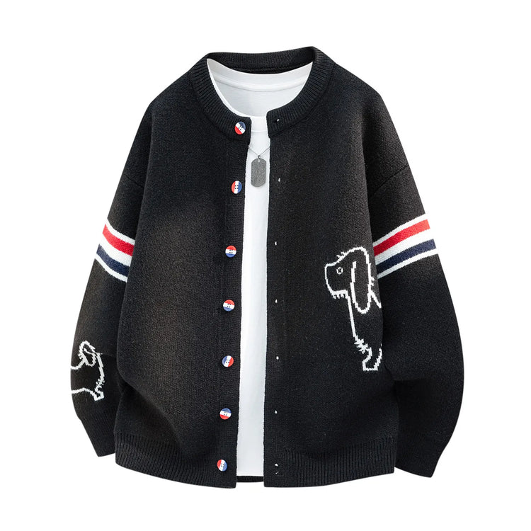 Designer Brand Long Sleeve Knitted Cardigan Men's New Trend Color Blocked Button Design Couple's Casual Warm Round Neck Coat