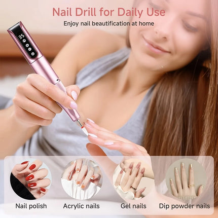 Portable Electric Nail Drill, USB Powered, Professional Electric Nail File Kit, Suitable For Acrylic & Gel Nails - Easy Manicure & Polishing - Efficient & Easy-To-Use Nail Care Tool, Nail Polishing & Shaping Tool, Suitable Fo