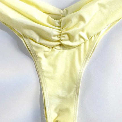 Costume da bagno bikini con pieghe sexy Micro bikini solido Costume da bagno donna Triangolo femminile Costume da bagno da spiaggia platinumshop