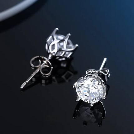 100% Real Sterling Silver S925 Moissanite Earrings Stud  With 2 Certificate D VVS1 Pass Diamond Test Pen For Women Men Jewelry PlatiNum