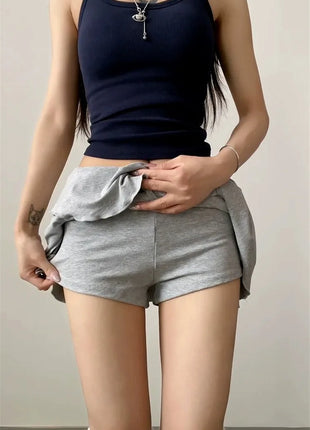 Minigonne Arricciate alla Moda con Vita Alta, Gonne Sportive Slim da Yoga per Donne, Abbigliamento Femminile Estivo Y2K Casual Anti-Esposizione