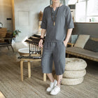 Stile giapponese Kimono T-shirt a maniche corte Pantaloni Due pezzi Top da uomo Pantaloni Abiti da uomo Giappone Harajuku Yukata Cardigan Costume