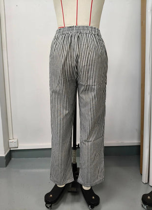 Pantaloni casual con coulisse in vita elastica stampata a righe larghe alla moda da donna europea e americana transfrontaliera estiva platinumshop