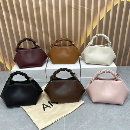 Borsa a tracolla/da spalla da donna in morbida pelle di alta qualità, con manico in corda intrecciata, elegante e casual per l'uso quotidiano.