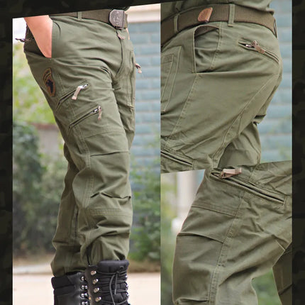 Men's Cargo Pants Outdoors Style Tactical Pants Male Camo Jogger Plus Size Cotton Many Pocket Men Camouflage Black Trousers