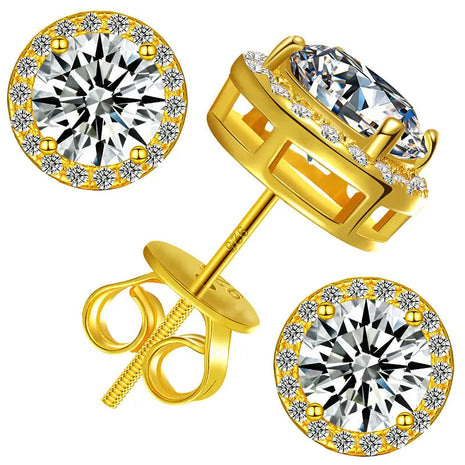 TUHE Unisex Classic Round Moissanite Earrings 925 Silver  For Women  D Color VVS1 Moissanite Round Earrings Fine Jewelry PlatiNum