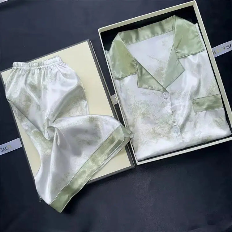 2 pezzi stampa indumenti da notte pigiama da notte in raso di seta sintetica moda pigiama casual pantaloncini da donna pigiama set abiti da pittura a inchiostro platinumshop