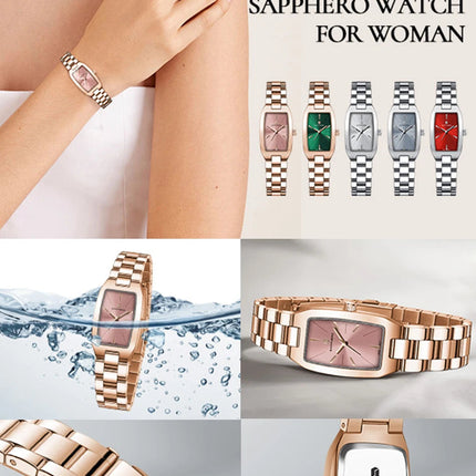 SAPPHEROLuxury Orologio da donna Cinturino in acciaio inossidabile Orologio impermeabile Quadrante ultrasottile Orologio da donna semplice alla moda Orologio accurato platinumshop