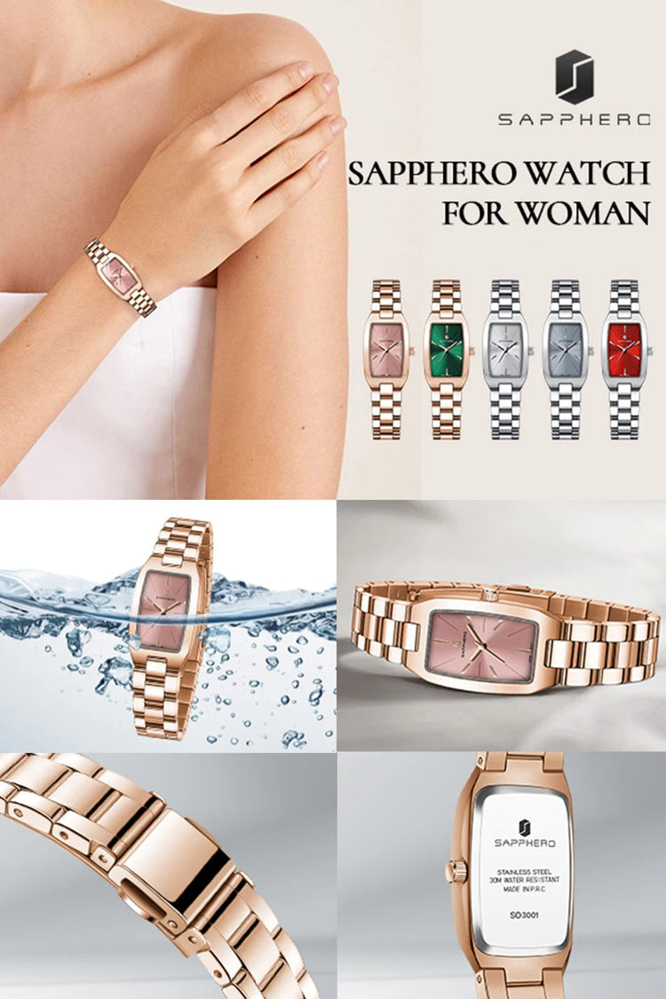 SAPPHEROLuxury Orologio da donna Cinturino in acciaio inossidabile Orologio impermeabile Quadrante ultrasottile Orologio da donna semplice alla moda Orologio accurato platinumshop