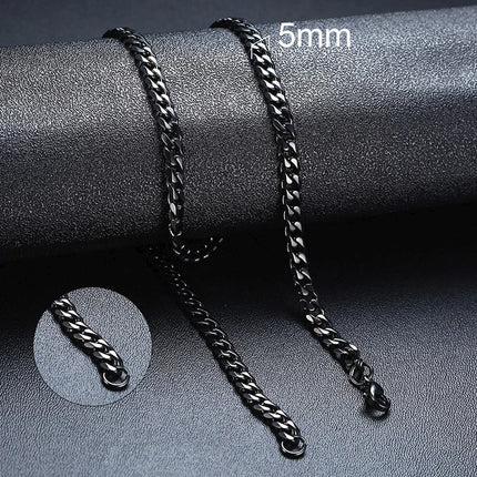 3-11MM Classic Cuban Chain Necklace for Men Women,Silver Black Gold Grey Color Stainless Steel Chains,Basic Punk Jewelry Gift PlatiNum